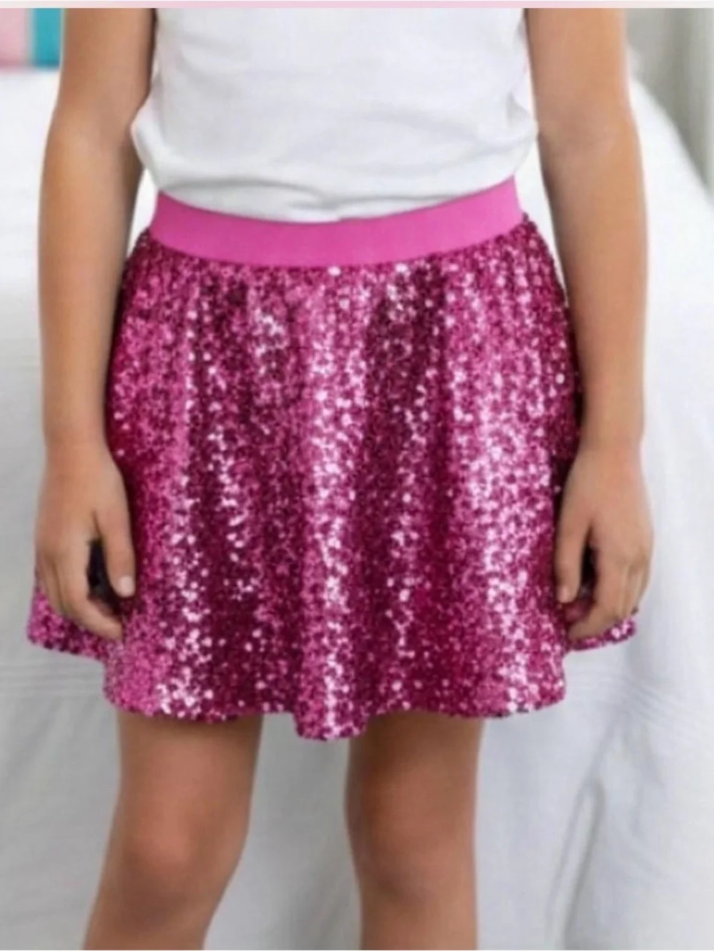 JUSTICE pink sequined sparkly skort size 20